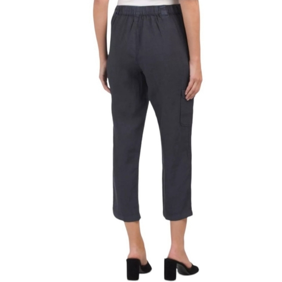 RACHEL ROY Black 100% Linen Cropped Cargo Pants XL Women’s Lightweight Relaxed - Picture 2 of 14